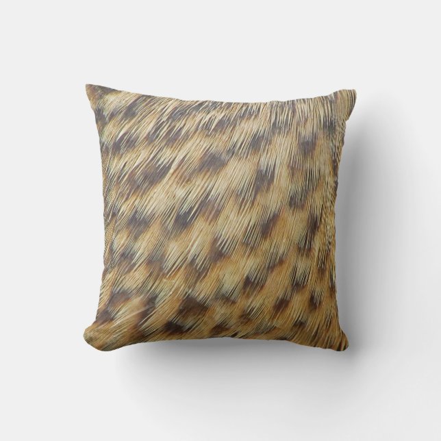 Coussin Photo Motif animal Brown et points d'or Plumes (Recto)