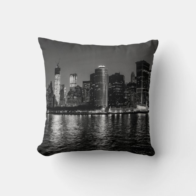 Coussin Photo nocturne du paysage aérien de New York (Recto)