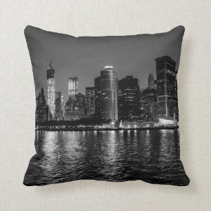Coussin Photo nocturne du paysage aérien de New York