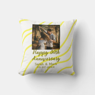 Coussin Photo or jaune 30 ans de mariage nom 