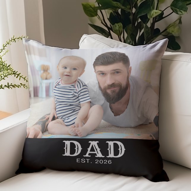 Coussin Photo Papa Typographie Gras Établie (Créateur téléchargé)