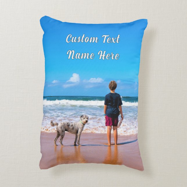 Coussin photo personnalisé avec texte (Dos(Vertical))