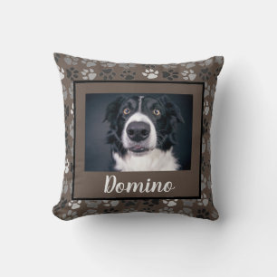 Coussin Photo personnalisé chien pattes noir blanc gris