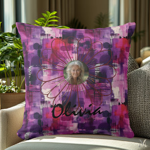 Coussin photo personnalisé d'art moderne en violet