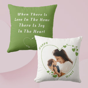 Coussin photo personnalisé Green Hearts