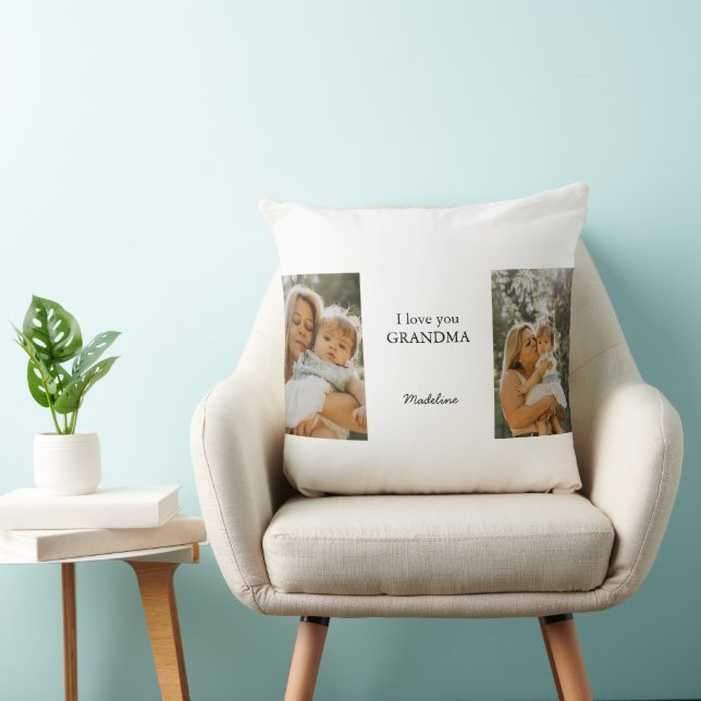 Coussin photo personnalisé - Je t'aime grand-mère (Chaise)