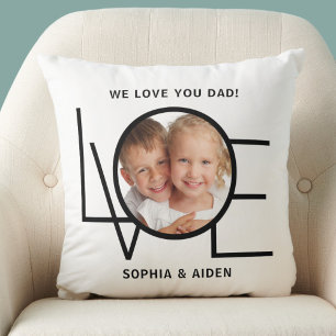 Coussin Photo personnalisé On t'aime Papa Fête des Pères
