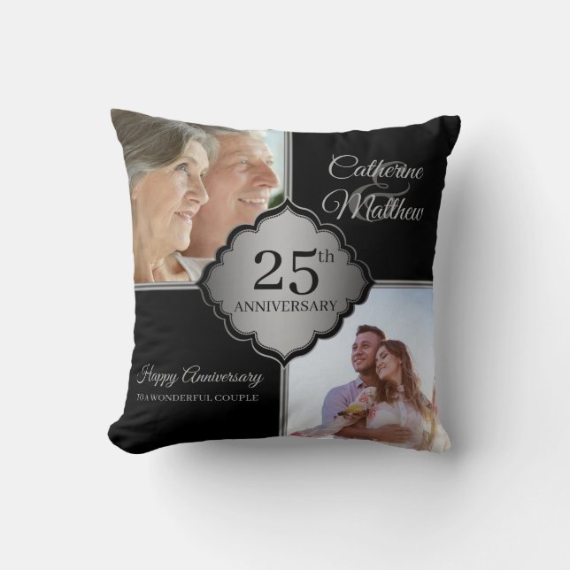 Coussin Photo personnalisée 25e anniversaire (Recto)