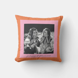 Coussin Photo personnalisée de la famille moderne rose et