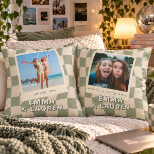 Coussin Photo personnalisée de meilleurs amis sur fond à c