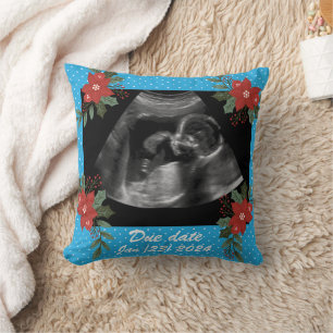 Coussin Photo personnalisée, échographie Noël