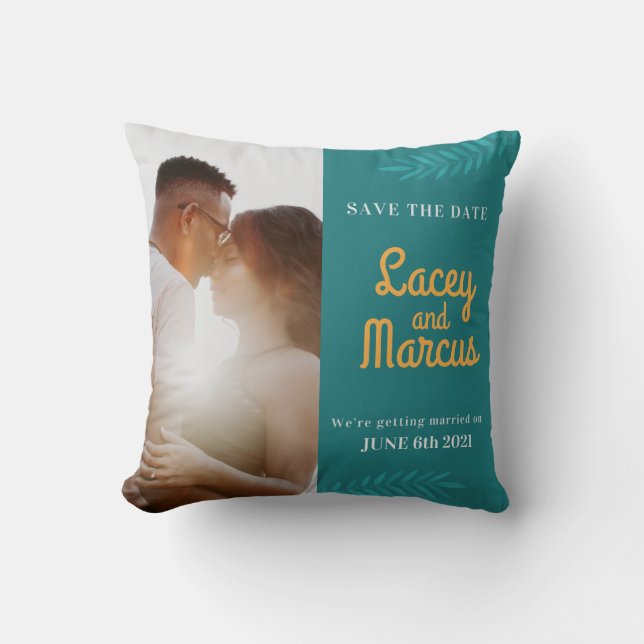 Coussin Photo Personnalisée Enregistrer Le Mariage Date (Recto)