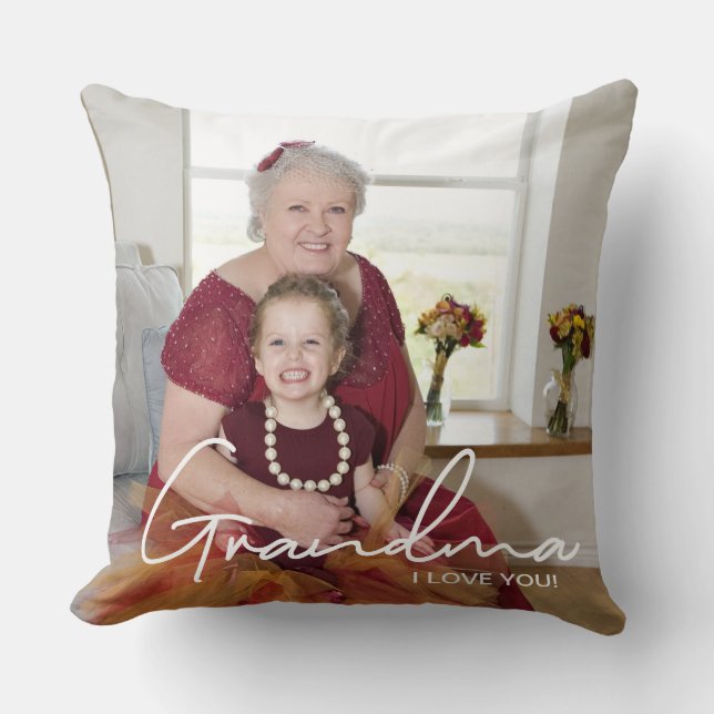 Coussin Photo personnalisée Je t'aime grand-mère (Recto)