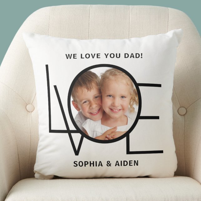 Coussin Photo personnalisée Nous t'aimons Papa Fête des pè (Créateur téléchargé)