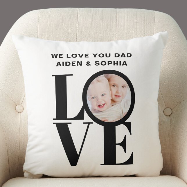 Coussin Photo personnalisée Nous t'aimons Papa Fête des pè (Créateur téléchargé)