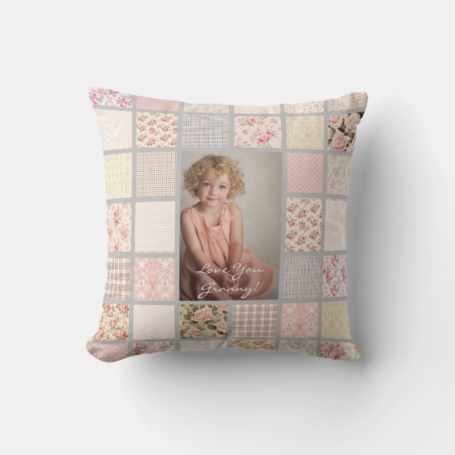 Coussin Photo personnalisée Pink & Grey (Recto)