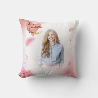 Coussin Photo personnalisée - Rose Rose - Je t'aime
