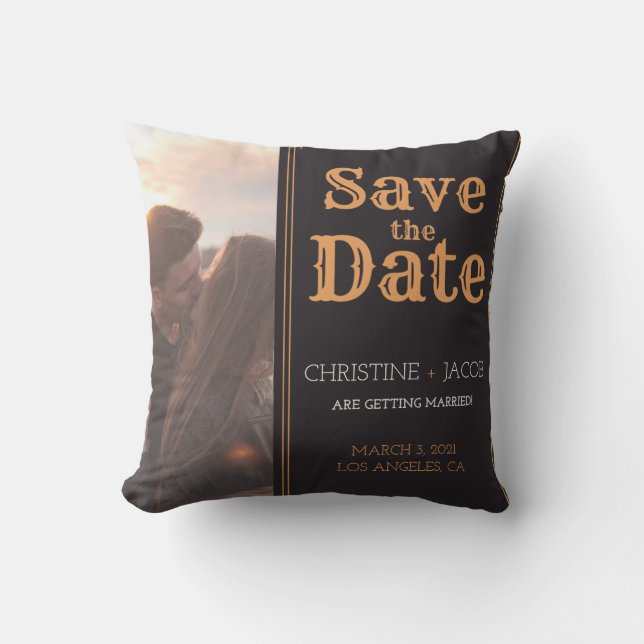 Coussin Photo Personnalisée Style Vintage Enregistrer La D (Recto)