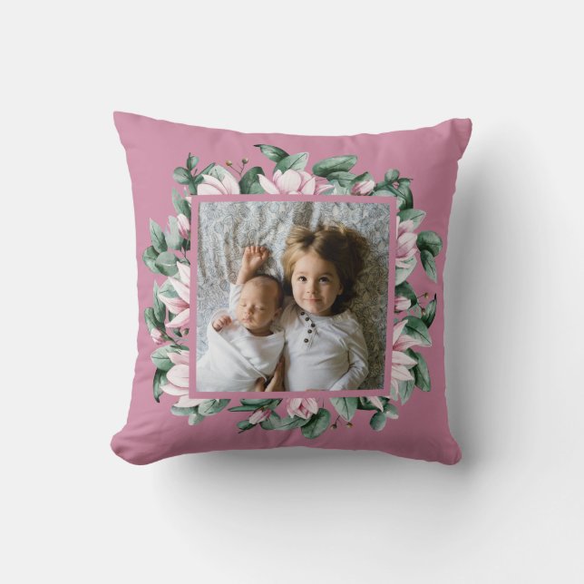 Coussin Photo personnelle de Floral Frame Double-Sided (Recto)