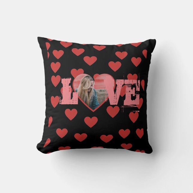 Coussin photo personnelle LOVE En forme de coeur (Recto)