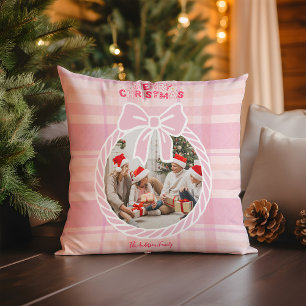 Coussin Photo rétro à carreaux rose Fêtes fantaisistes