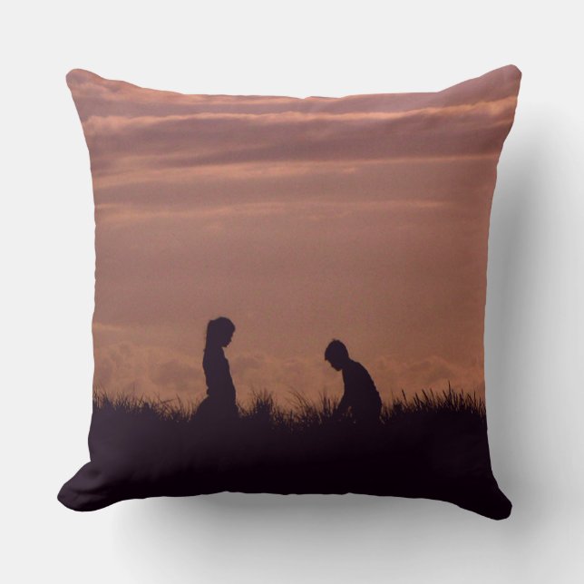 Coussin Photo romantique de coucher du soleil des jeunes (Recto)