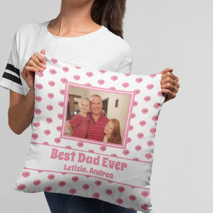 Coussin Photo Rose Floral Meilleure citation Papa