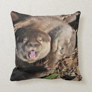 Coussin Photo somnolente de loutres
