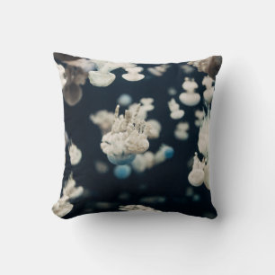 COUSSIN PHOTO SOUS-MARINE DE JELLYFISH BLANC