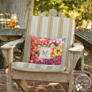 Coussin Photo Tulipe Lumineuse Avec Monogramme
