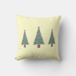 Coussin photo unique de trois arbres de noël contemporains