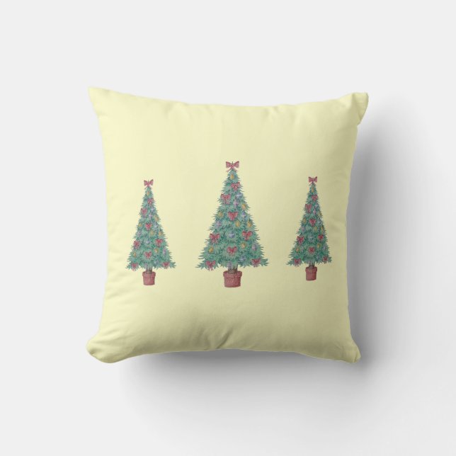 Coussin photo unique de trois arbres de noël contemporains (Recto)