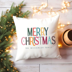 Coussin Photo vintage de Noël coloré et joyeux avec des ét