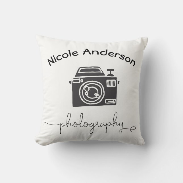 Coussin Photographie Caméra moderne minimal Logo Graphique (Recto)