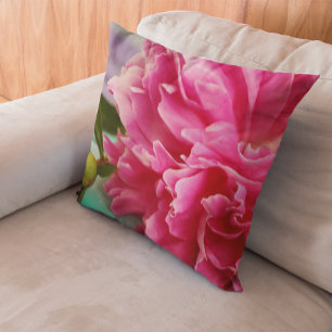 Coussin Photographie de fleur de pivoine rose moderne