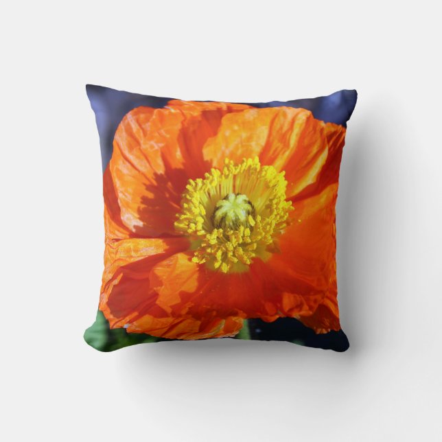 Coussin Photographie de pavot d'Islande orange (Recto)