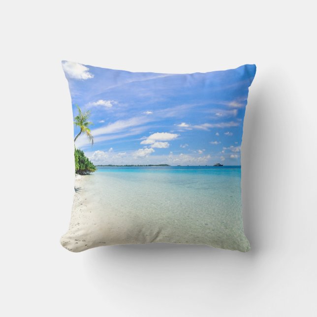 Coussin Photographie de paysage d'arbres sur le rivage (Recto)