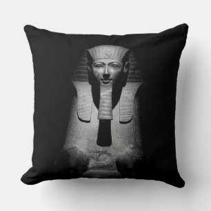 Coussin Photographie du roi pharaon en noir et blanc
