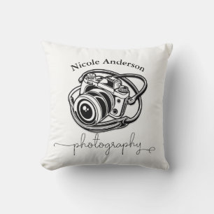 Coussin Photographie en noir et blanc Logo de l'appareil p