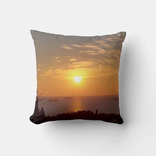 Coussin Photographie romantique du coucher de soleil sur l (Recto)