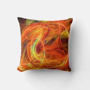 Coussin PHOTON CRAZY Abstrait Jaune Orange Fractal Fils