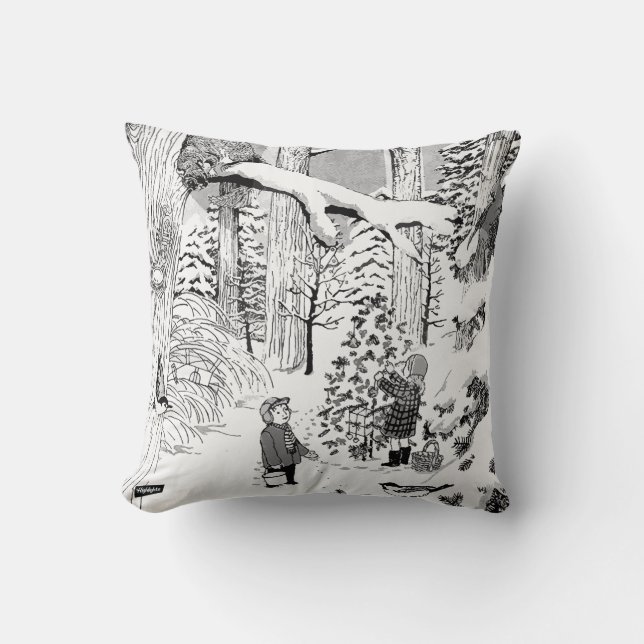Coussin Photos cachées Enfants dans l'oreiller à la neige (Recto)