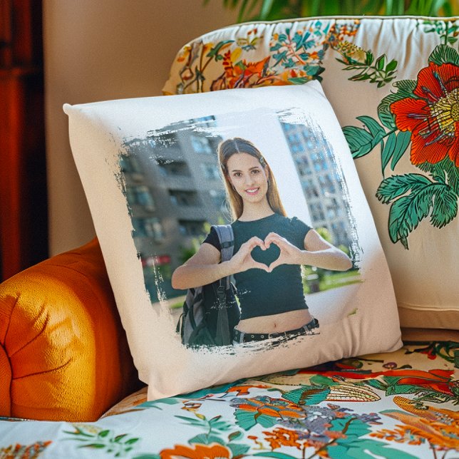Coussin Photos de bordure grunge modernes (Create Your Own Photo Pillow)