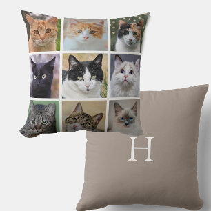 Coussin Photos de chats personnalisables sur le beige