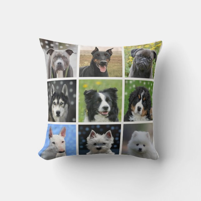 Coussin Photos de Chien Noir & Blanc Personnalisables (Recto)