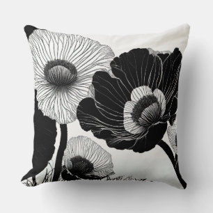 Coussin Photos de dessin en ligne noire et blanche