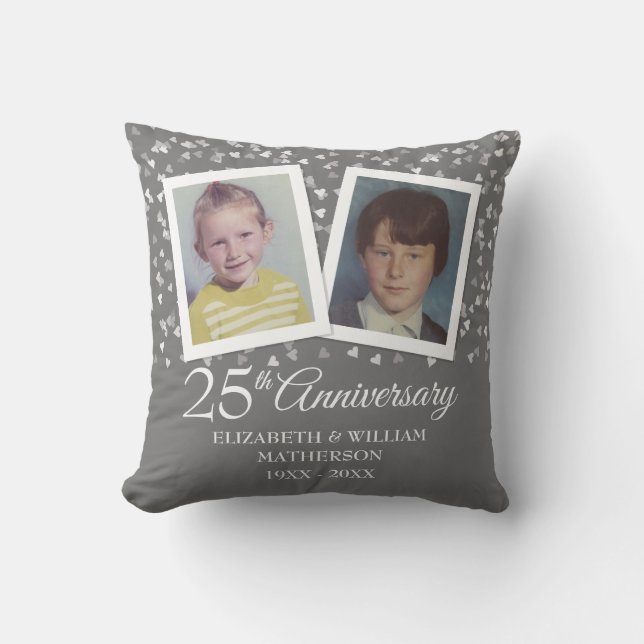 Coussin Photos de mariage de 25 ans d'anniversaire de mari (Recto)