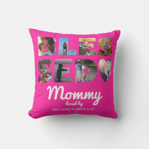 Coussin Photos de Mommy Blessé Personnalisé Hot Pink