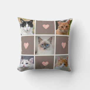 Coussin Photos et Coeurs de chat et de chien personnalisab