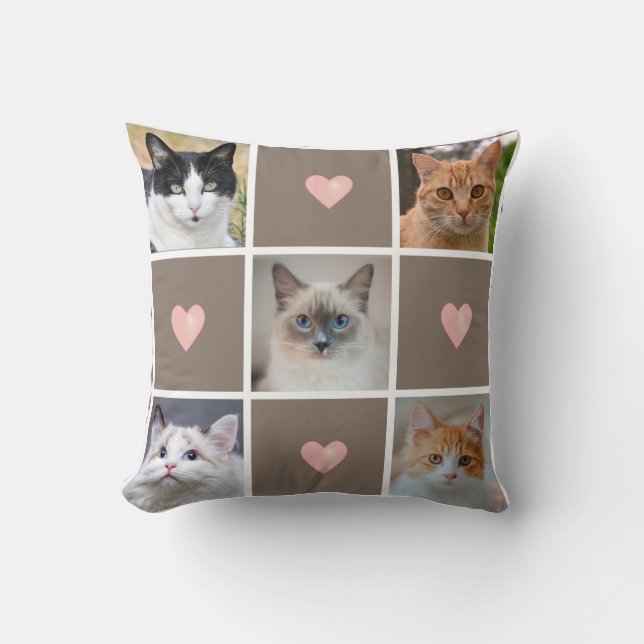 Coussin Photos et Coeurs de chat et de chien personnalisab (Recto)